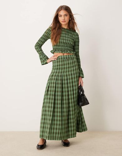 Gonna lunga stile kilt e verde a quadri in coordinato - Glamorous - Modalova