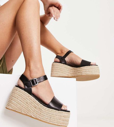 Sandali espadrilles con plateau nere - Glamorous Wide Fit - Modalova