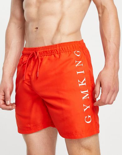 Pantaloncini da bagno rossi con logo tono su tono - Gym King - Modalova