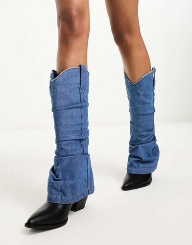 Stivali al ginocchio neri stile western in denim - Daisy Street - Modalova