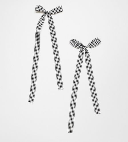 DesignB - Confezione da 2 fiocchi per capelli a quadretti neri - DesignB London - Modalova