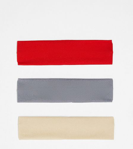 DesignB - Confezione da 3 fasce per capelli beige, grigia e rossa - DesignB London - Modalova