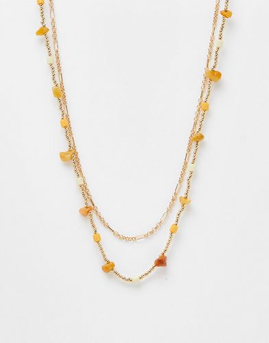 Collana doppiofilo dorata con perline - DesignB London - Modalova