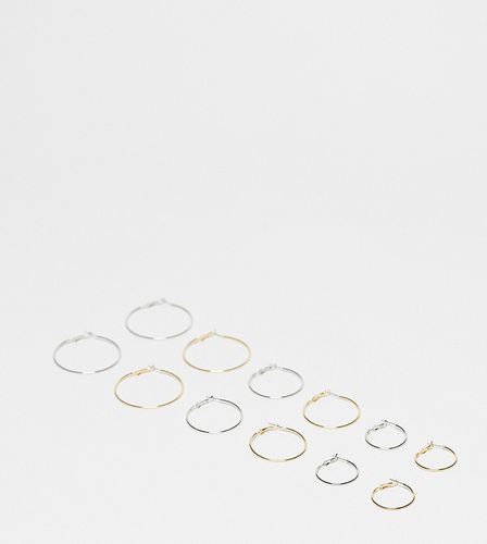 Confezione da 6 paia di orecchini a cerchio misti color oro e - DesignB London - Modalova