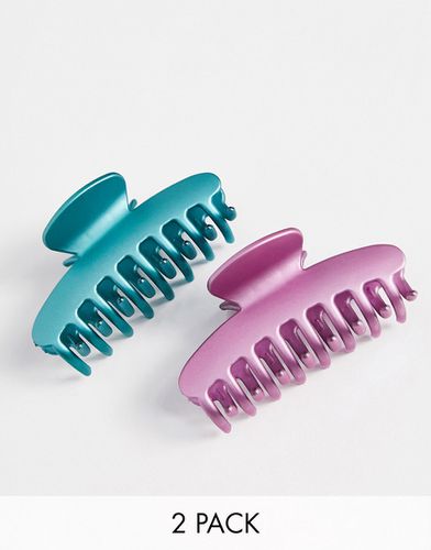 Confezione da 2 fermagli per capelli viola e blu metallizzato - DesignB London - Modalova