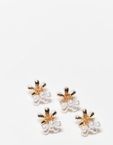 Petites pinces à cheveux avec fleurs ornées de perles nacrées - Designb London - Modalova