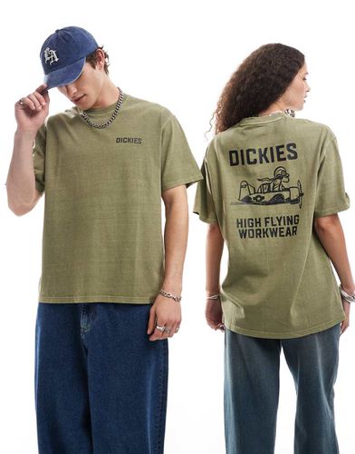 T-shirt kaki con stampa grafica di aeroplano sul retro - Dickies - Modalova