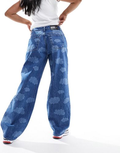 Hill - Jeans dritti comodi ampi a vita alta lavaggio medio con motivo rétro al laser stile nuvole - Dr Denim - Modalova