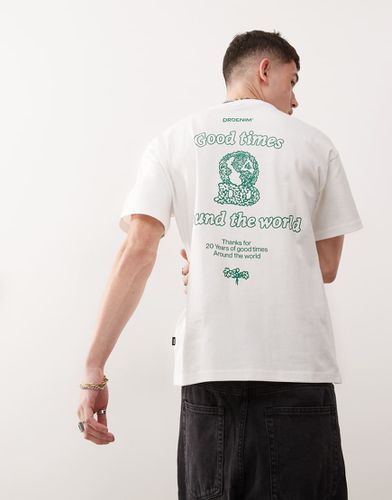 Dr. Denim - Trooper - T-shirt taglio comodo bianca con stampa grafica "20th Year Anniversary" sul retro - Dr Denim - Modalova