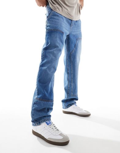 DTT - Jeans ampi rigidi con vita elasticizzata e pannelli a contrasto medio - Don't Think Twice - Modalova