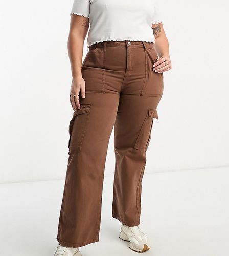 DTT Plus - Molly - Jeans cargo a vita alta con fondo ampio color cioccolato - Don't Think Twice - Modalova