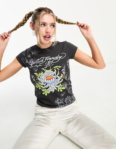 T-shirt mini con grafica floreale del logo - Ed Hardy - Modalova
