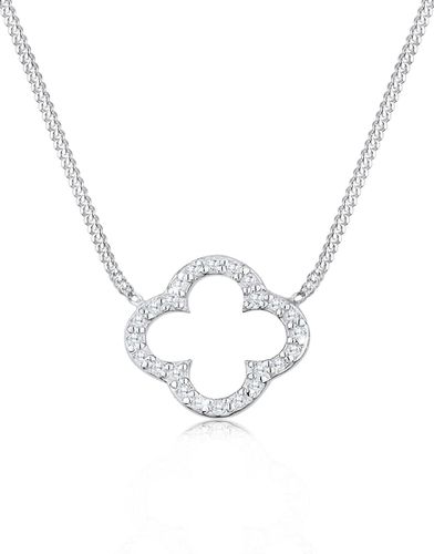 Ladies - Collana in argento sterling 925 con pendente a forma di quadrifoglio fortunato con cristalli bianchi in zirconia cubica - Elli - Modalova