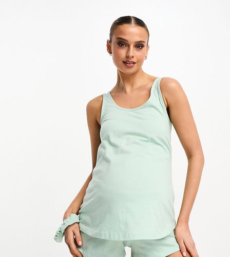 Esclusiva ASOS DESIGN Maternity - Mix & Match - Canotta del pigiama in cotone salvia con elastico - ASOS Maternity - Modalova