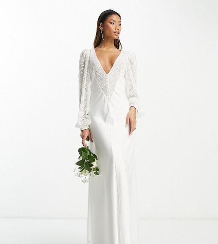 Esclusiva - Vestito lungo da sposa in pizzo color avorio con maniche lunghe - Forever New - Modalova