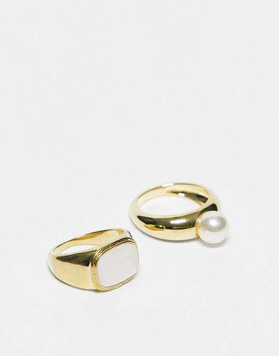 Esclusiva - Confezione da due anelli spessi placcati, color - Pieces - Modalova