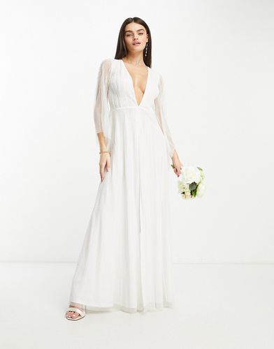 Esclusiva - Vestito lungo da sposa color avorio con maniche trasparenti e decorazioni - Starlet - Modalova