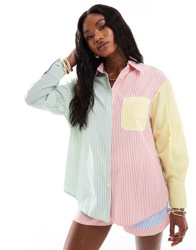 Camicia patchwork a righe in colori pastello in coordinato - Extro & Vert - Modalova