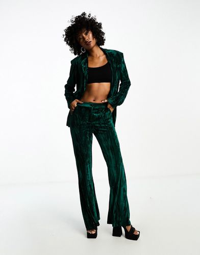 Pantaloni sartoriali in velluto con spacco sul davanti smeraldo in coordinato - Extro & Vert - Modalova