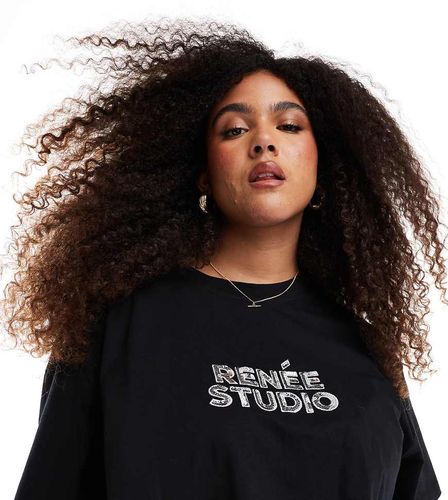 Exclusivité - Renée Studio Plus x Michelle Nayla - T-shirt oversize à logo à sequins - Renee Studio - Modalova