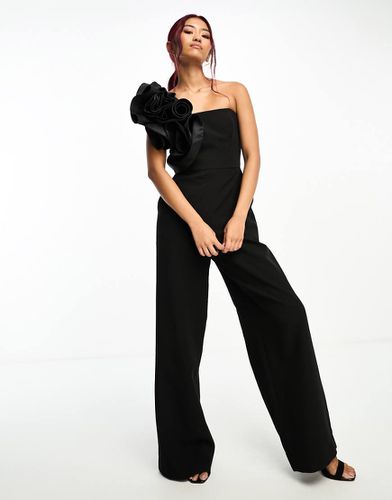 Tuta jumpsuit monospalla nera con fiore - Forever New - Modalova