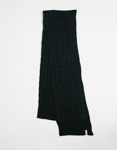 Sciarpa in maglia a trecce nera con logo - Farah - Modalova