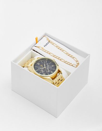 Set regalo con orologio con cinturino a maglie larghe e catenina figaro color - Farah - Modalova