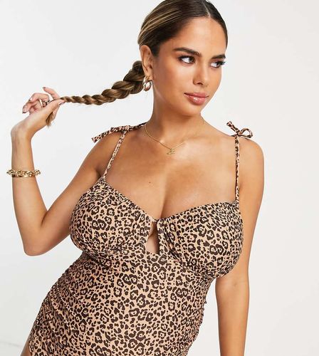 Costume da bagno animalier con spalline allacciate e apertura a goccia - Fashion Union Maternity - Modalova