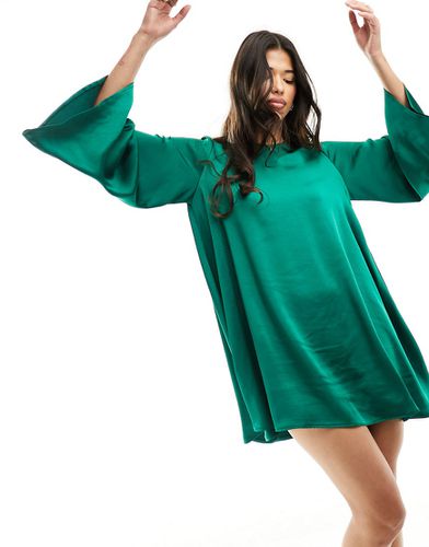 Vestito corto smeraldo con maniche oversize - Flounce London - Modalova