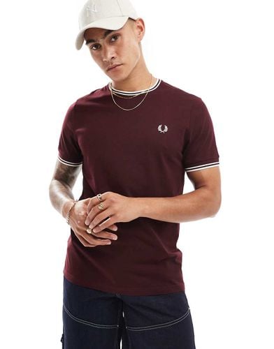 T-shirt bordeaux con doppio bordino a contrasto - Fred Perry - Modalova