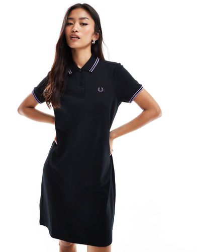 Vestito stile polo con bordini doppi a contrasto viola glitterato - Fred Perry - Modalova