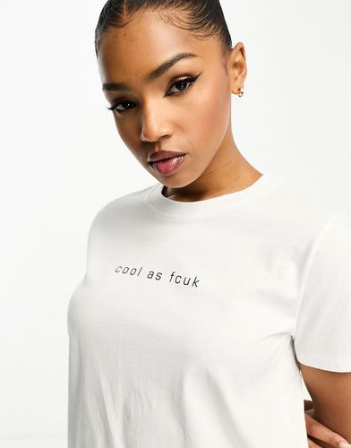 T-shirt bianca con stampa "Cool As FCUK" - French Connection - Modalova