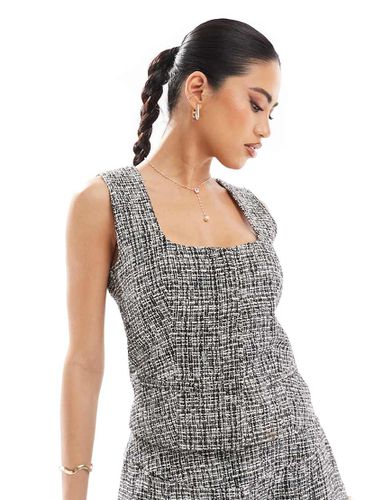 Top grigio in bouclé con scollo squadrato in coordinato - Kaiia - Modalova