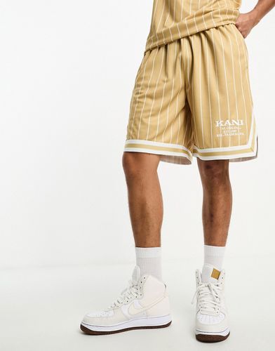 Pantaloncini in jersey beige e bianchi gessati rétro in coordinato - Karl Kani - Modalova