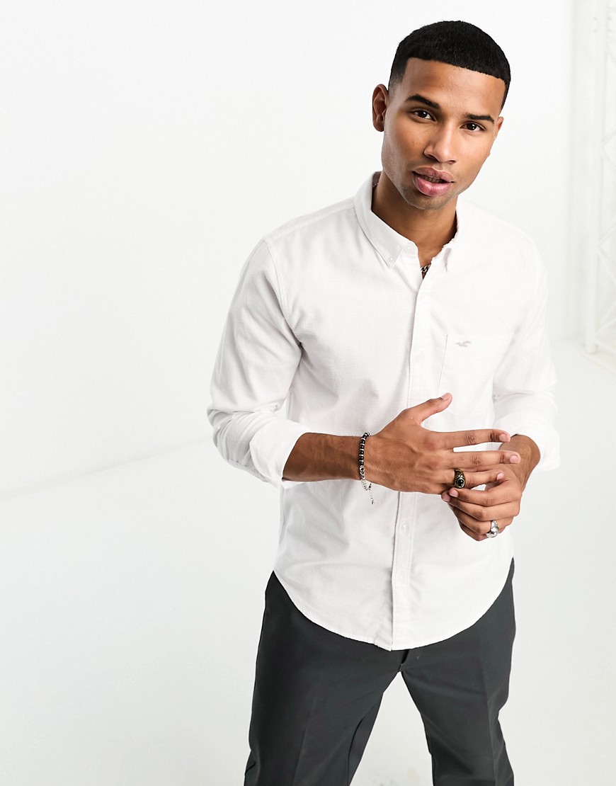 Camicia Oxford bianca con tasca e logo iconico - Hollister - Modalova