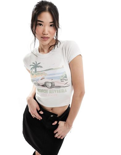 T-shirt color crema con stampa "French Riviera" - Hollister - Modalova
