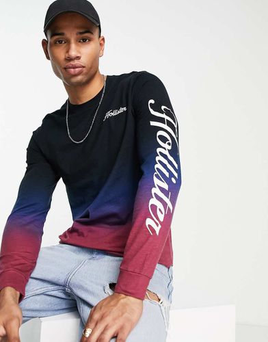 Top a maniche lunghe sfumato , blu e rosa con logo - Hollister - Modalova