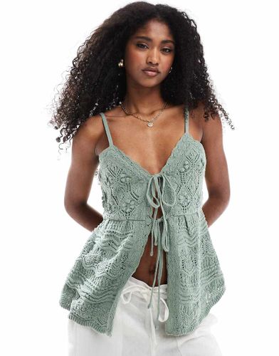 Top en maille au crochet noué devant - Hollister - Modalova
