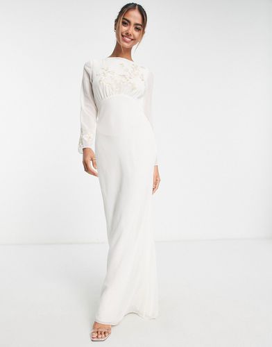 Bridal - Vestito da sposa lungo ricamato color avorio con scollo ad anello sul retro - Hope & Ivy - Modalova