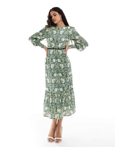 In collaborazione con The William Morris Society - Vestito midi accollato a fiori con fiocco sul retro - Hope & Ivy - Modalova