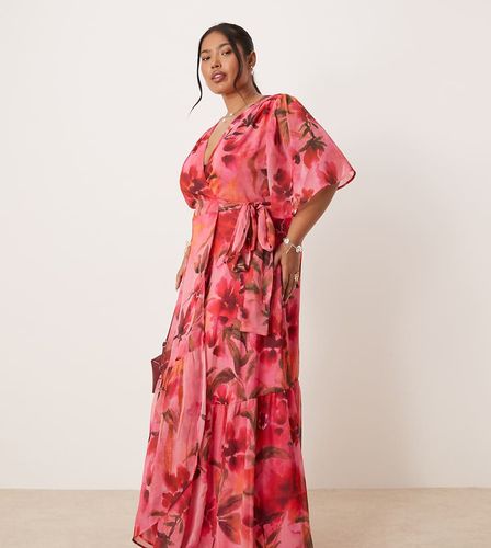 Robe longue cache-caur à manches évasées et imprimé fleuri - Hope & Ivy Plus - Modalova