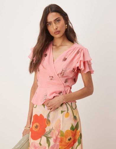 Top cache-caur ornementé d'ensemble à manches volantées - Hope & Ivy - Modalova