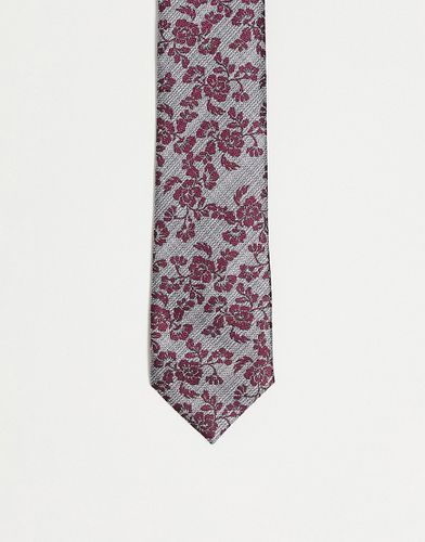 Cravatta rossa e grigia a fiori - Harry Brown - Modalova