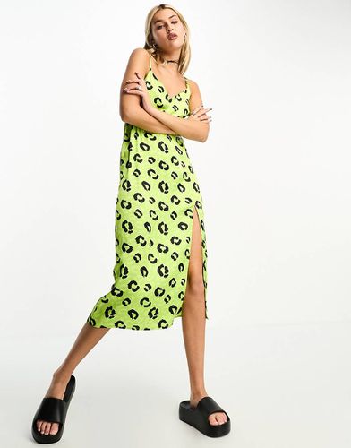 Vestito midi con spalline sottili in raso lime con spacco laterale - Heartbreak - Modalova