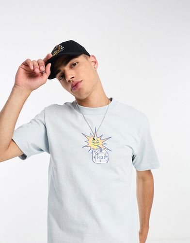 Sippin Sun - T-shirt a maniche corte azzurra con stampa sul petto - HUF - Modalova