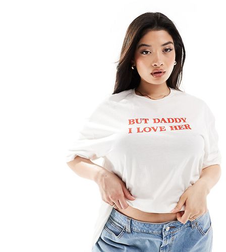 T-shirt bianca con slogan "Daddy I Love Her" - In The Style Plus - Modalova