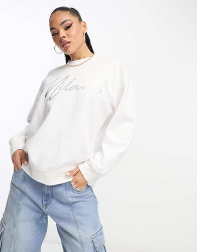 Felpa oversize crema con logo metallizzato - Il Sarto - Modalova