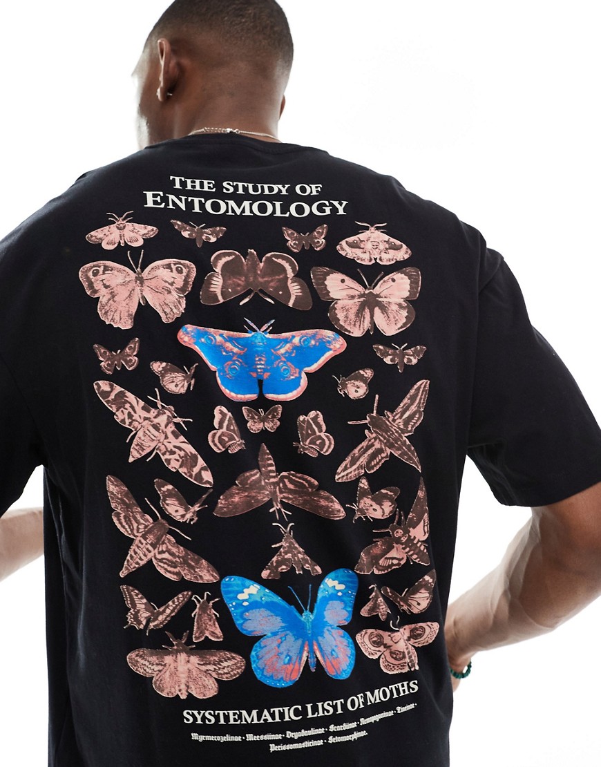 T-shirt oversize nera con stampa entomologica sul retro - Jack & Jones - Modalova