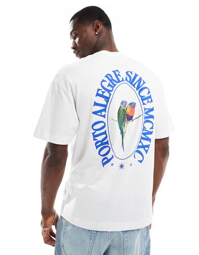 T-shirt oversize bianca con stampa "Porto" sul retro - Jack & Jones - Modalova