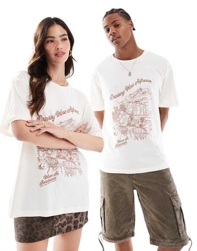 T-shirt oversize crema con stampa di Bordeaux - Jack & Jones - Modalova